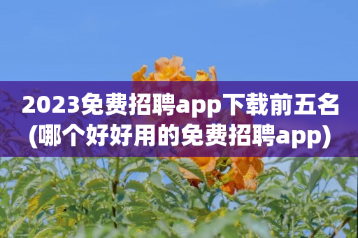 2023免费招聘app下载前五名(哪个好好用的免费招聘app)