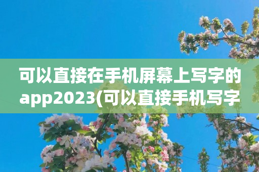 可以直接在手机屏幕上写字的app2023(可以直接手机写字的app排行榜)