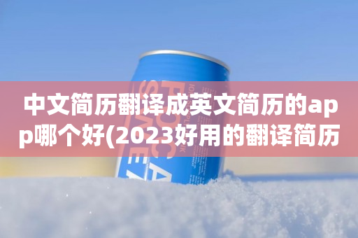 中文简历翻译成英文简历的app哪个好(2023好用的翻译简历app推荐)