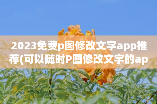 2023免费p图修改文字app推荐(可以随时P图修改文字的app合集)