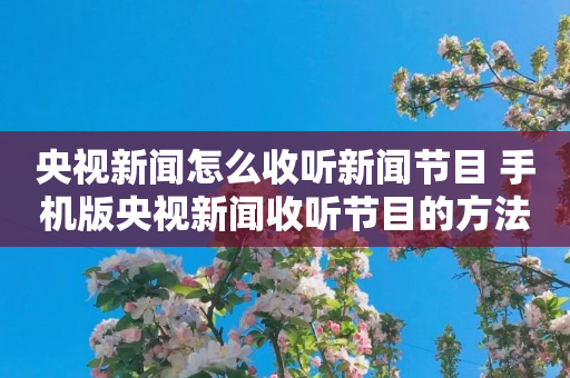 1新闻怎么收听新闻节目 手机版1新闻收听节目的方法