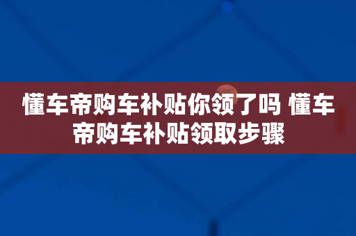 懂车帝购车补贴你领了吗 懂车帝购车补贴领取步骤