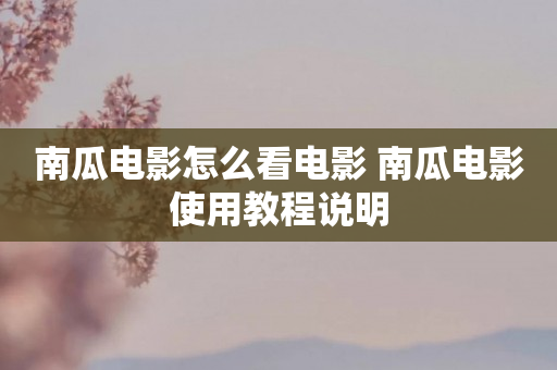 南瓜电影怎么看电影 南瓜电影使用教程说明