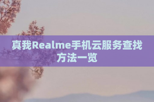 真我Realme手机云服务查找方法一览