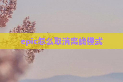 epic怎么取消离线模式