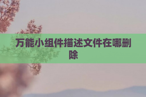 万能小组件描述文件在哪删除