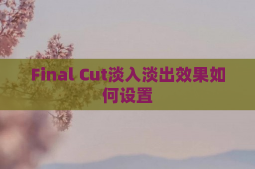 Final Cut淡入淡出效果如何设置