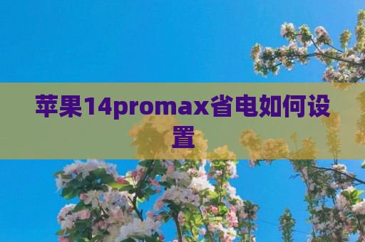 苹果14promax省电如何设置