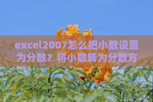 excel2007怎么把小数设置为分数？将小数转为分数方法一览