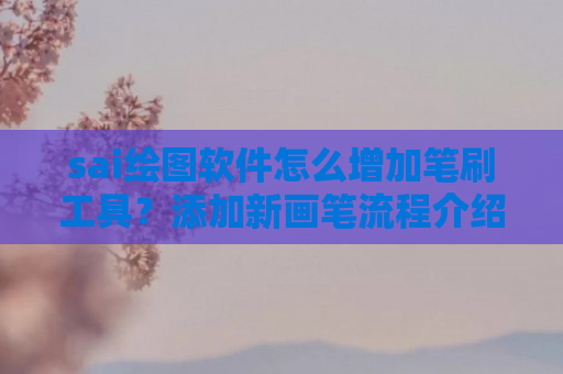 sai绘图软件怎么增加笔刷工具？添加新画笔流程介绍