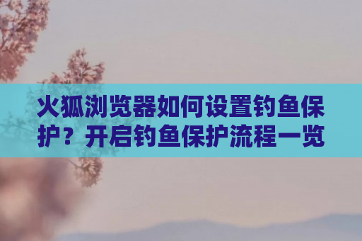 火狐浏览器如何设置钓鱼保护？开启钓鱼保护流程一览