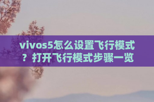 vivos5怎么设置飞行模式？打开飞行模式步骤一览