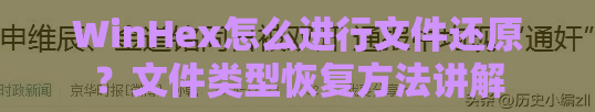 WinHex怎么进行文件还原？文件类型恢复方法讲解