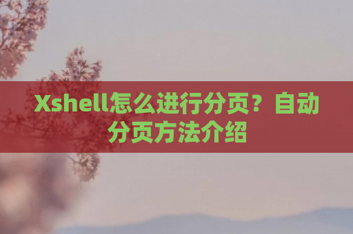 Xshell怎么进行分页？自动分页方法介绍